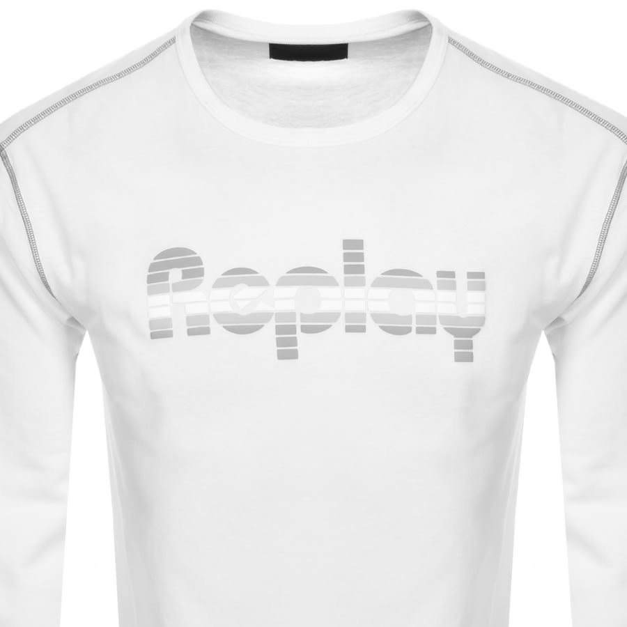 Alternative Image for ProductReplay Crew Neck Logo Sweatshirt White2